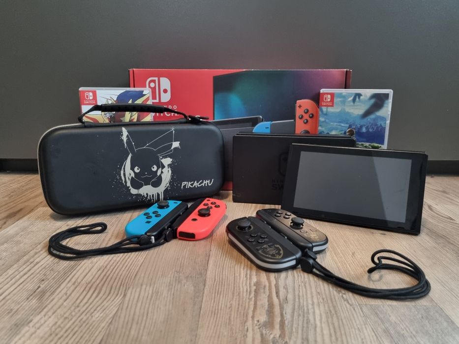 Nintendo Switch z grami i akcesoriami – Zelda, Pokémon, SD 128 GB