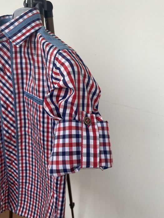 Koszula dla chłopca nowa 116 wzrost w kratkę czerwoną długi rękaw