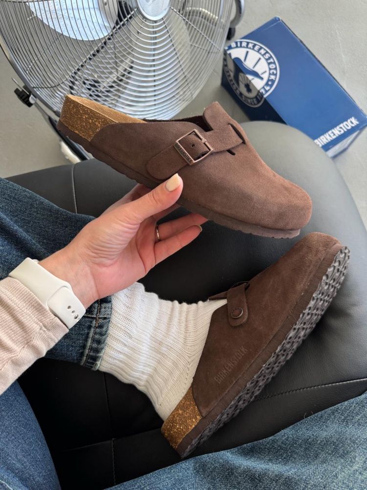 Birkenstock Boston Brown Beige Coffee Beige