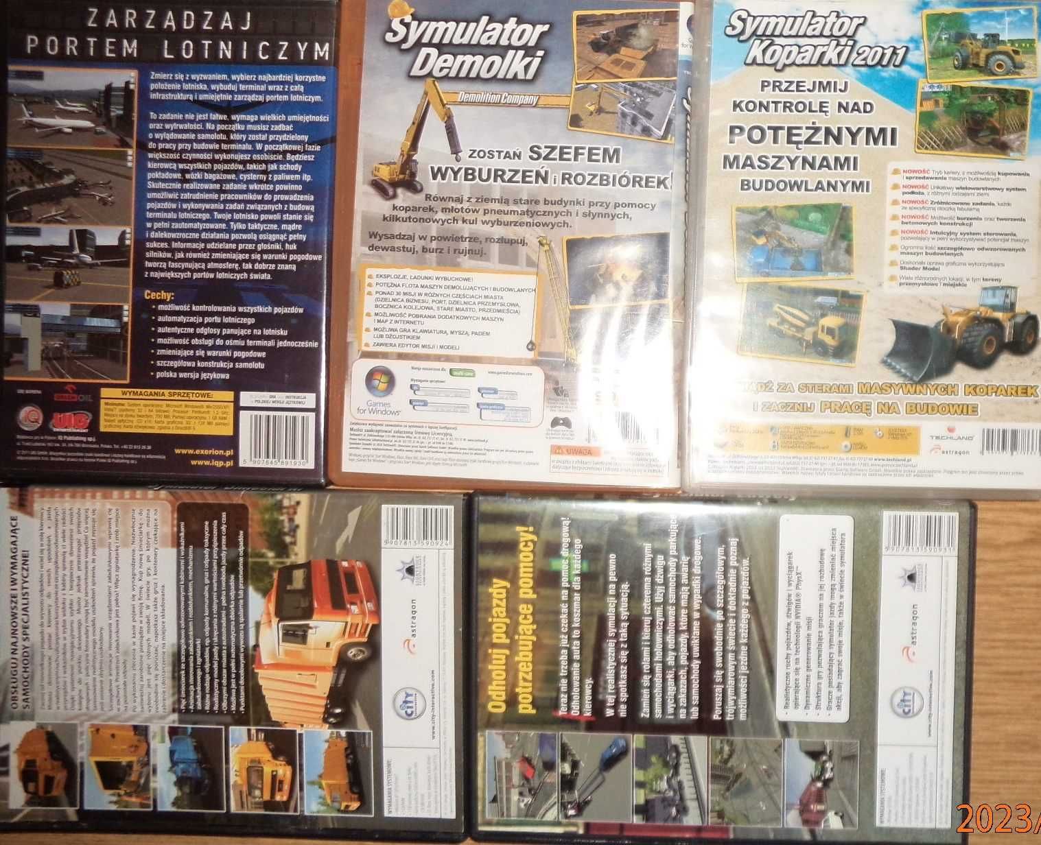 10x symulator lotniska demolki koparki śmieciarki lawety maszyn skoków
