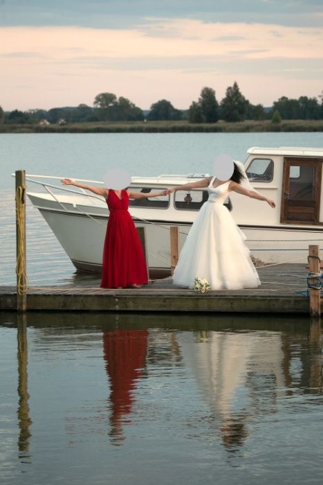 36/38 suknia ślubna dodatki księżniczka fale satyna tiul Herm's Boston