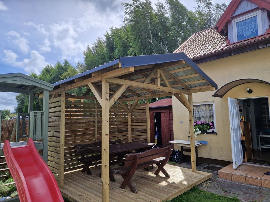 Taras drewniany , pergola , zadaszenie , wiata , garaż