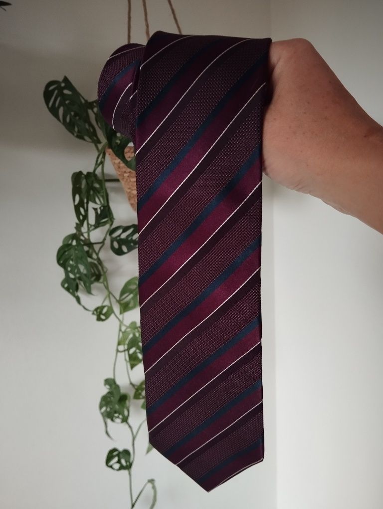 Krawat jedwabny 100% silk, 8,5cm, w paski, Collezione