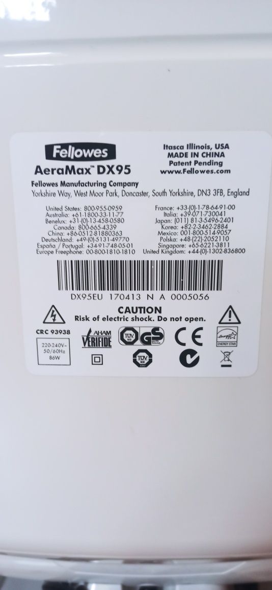 Fellowes Aeramax DX-95 oczyszczacz powietrza