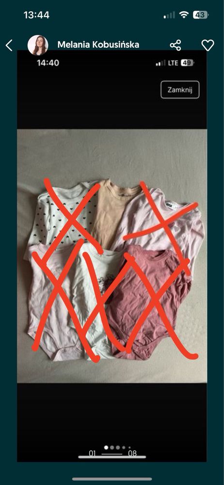 Paka ubranek niemowlęcych dziewczęcych r.86