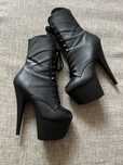 Buty Pleaser 17 cm czarne 38 skórzane matowe do exotic dance