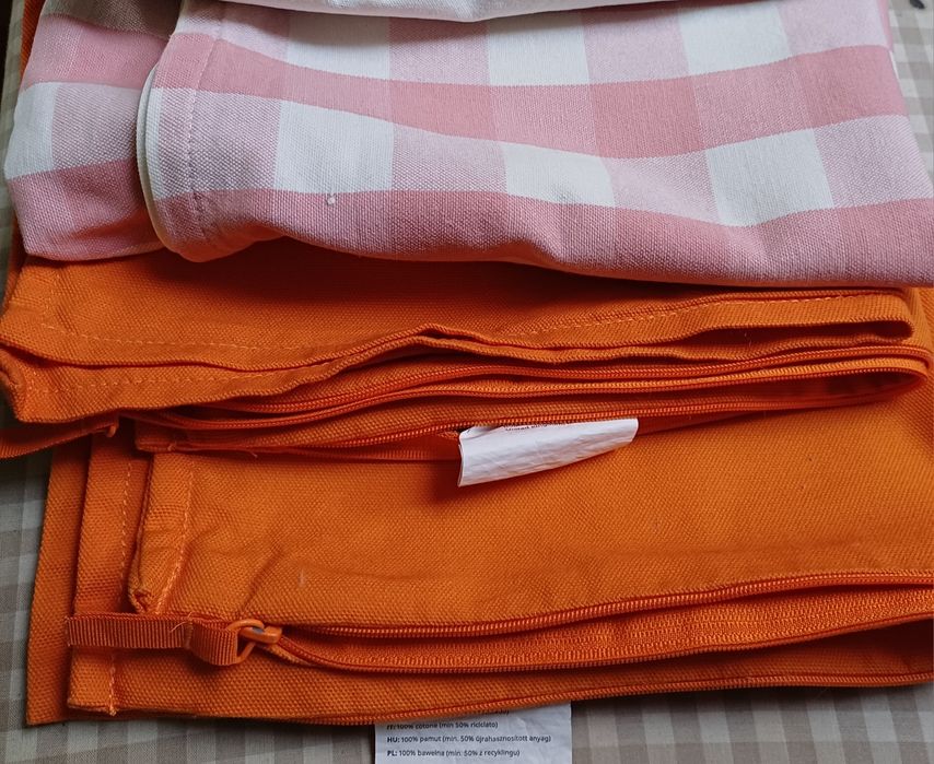 Poszewki na poduszki 3 sztuki bawełna pomarańczowe Ikea w kratę H&M