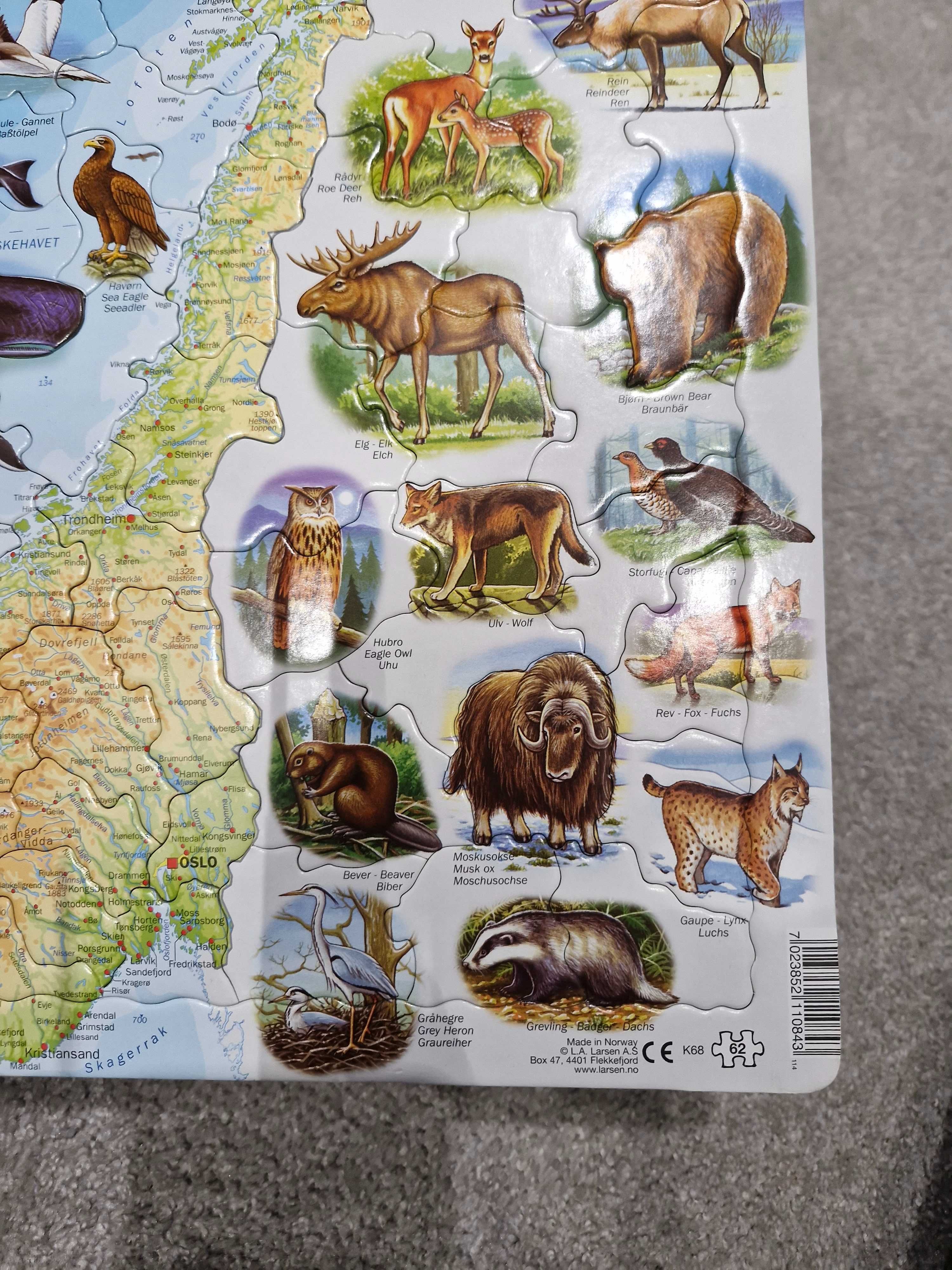 Puzzle z Norwegii ze zwierzętami