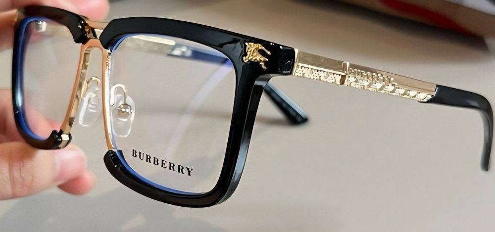 Okulary Burberry oprawki zerówki model unisex piękny model złoto