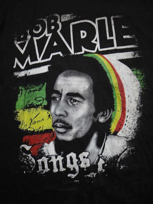 Vintage Retro Bob Marley Tshirt czarna koszulka z krótkim rękawem