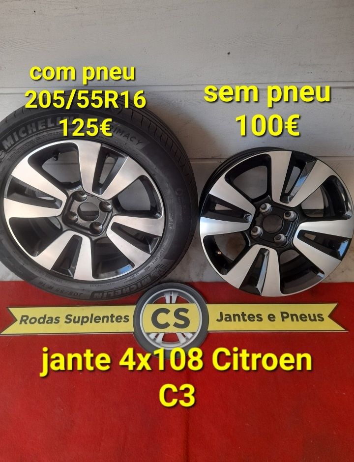 Jante original 16" 4x108 Citroen C3, pneu Michelin 205/55R16