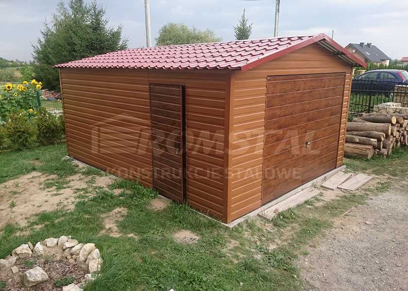 DREWNOPODOBNY Garaż Blaszany 7x6 - Magazyn / Wiata / Schowek - Romstal