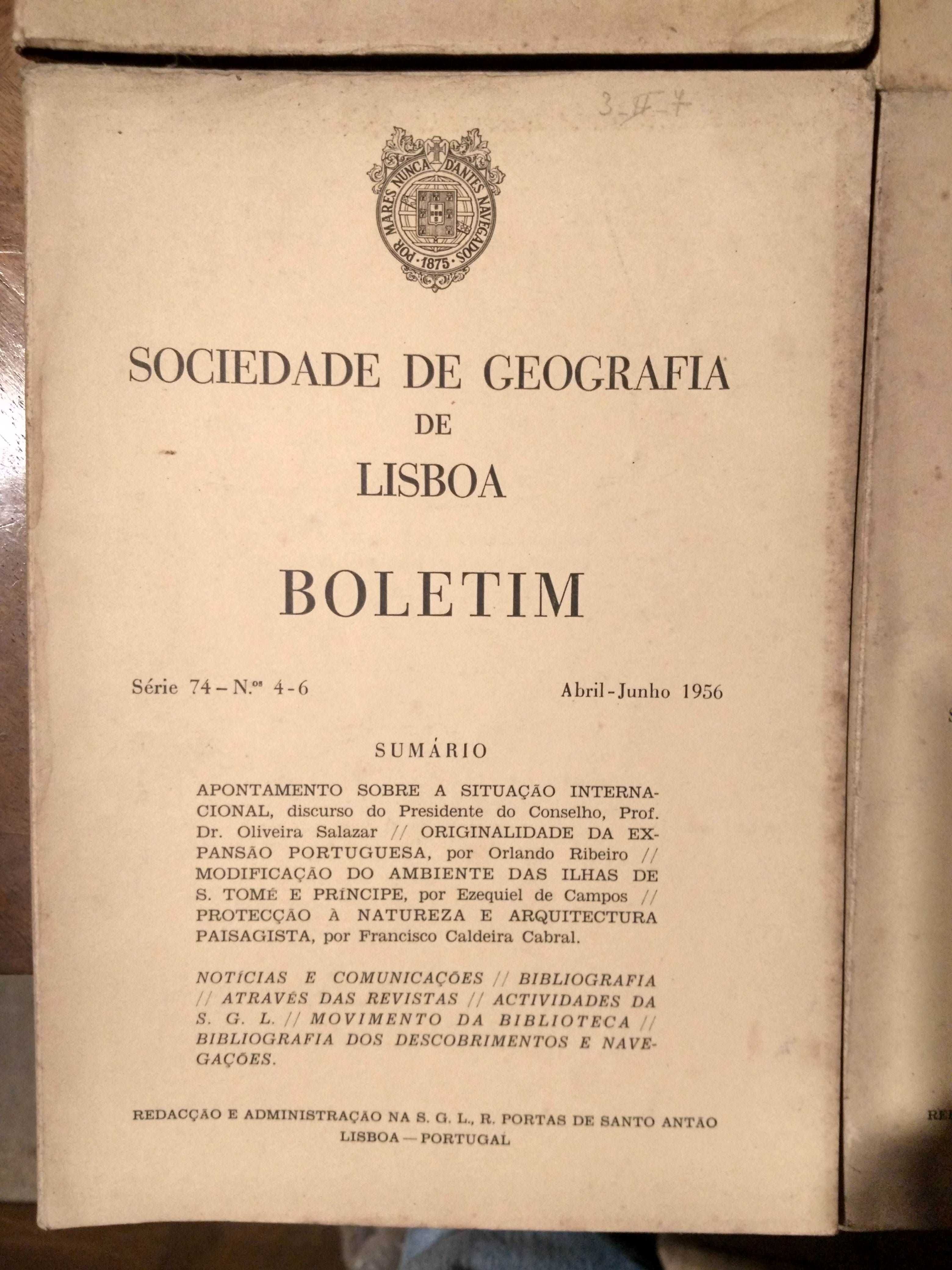 Publicação da Sociedade de Geografia de Lisboa - ano completo de 1956