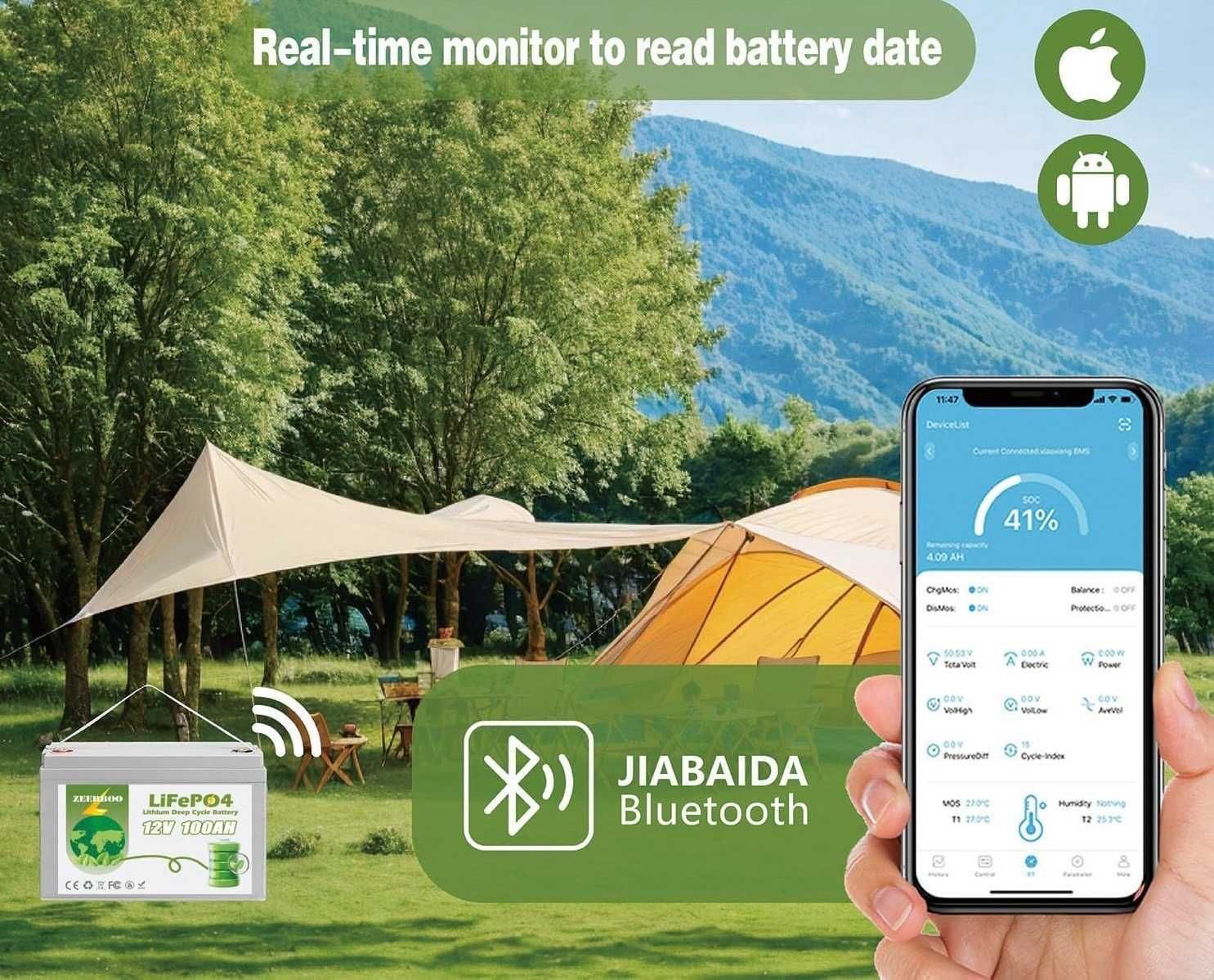 Аккумулятор LiFePO4 12V 100Ач с Bluetooth