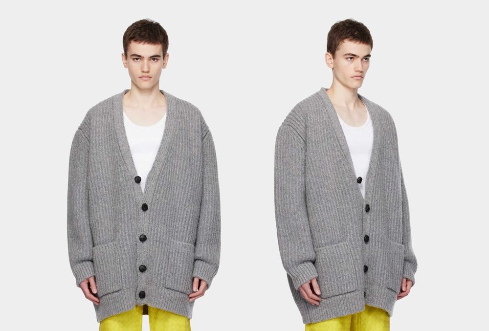 Вовняний сірий кардиган від Bottega Veneta, оверсайз М-XXXL