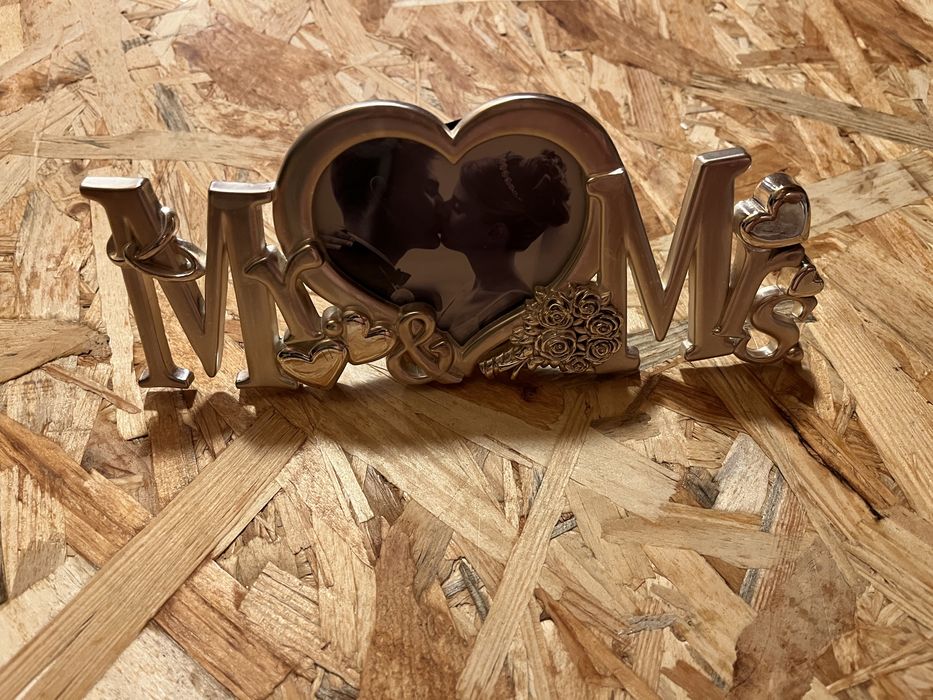 Ramka srebrna on i ona ślub upominek 20 x 10 cm