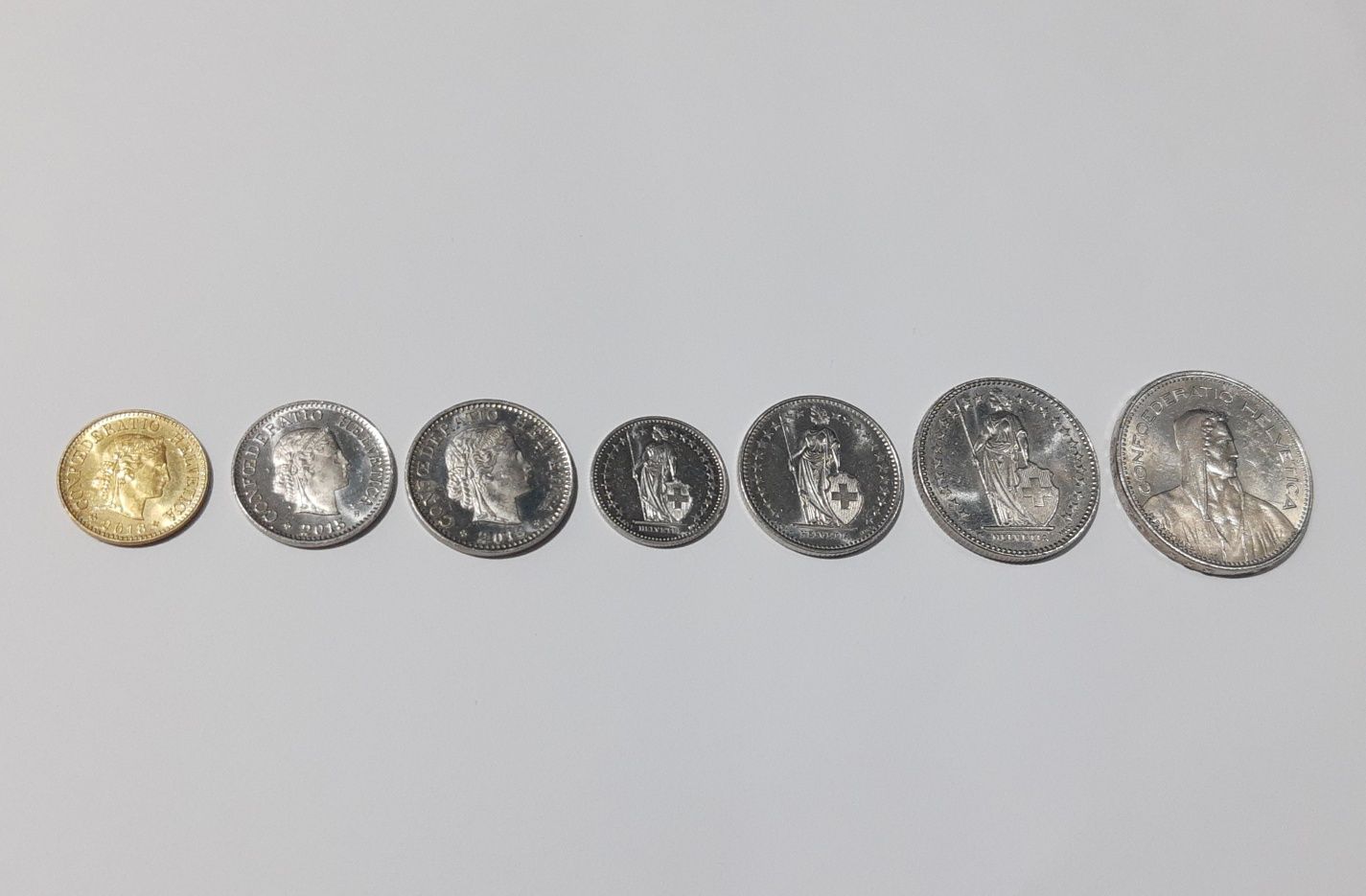 Монета Швейцарский франк 5,10,20,1/2,1,2,5