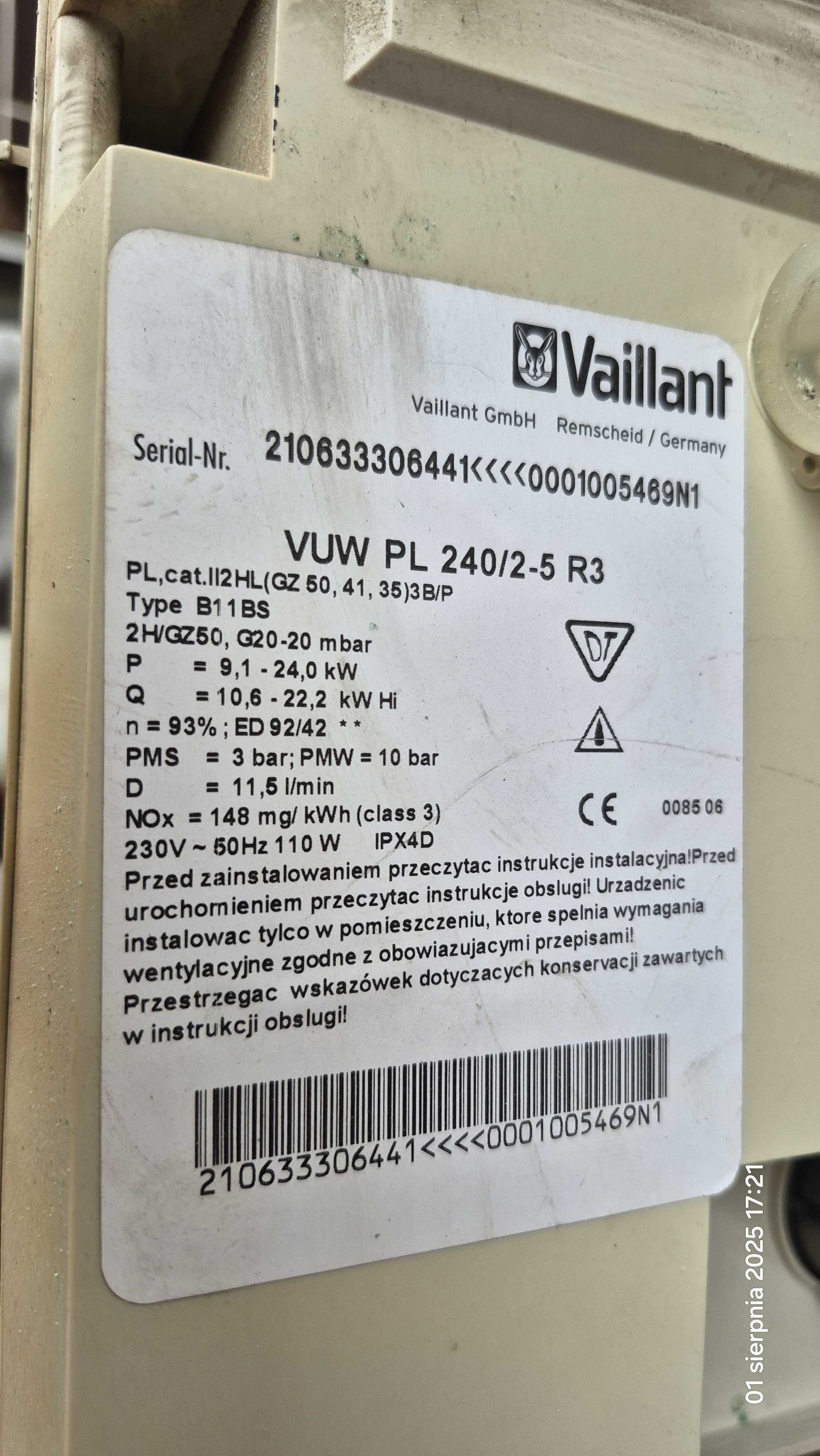 VAILLANT VUW PL240 2-5 Pompa Czujniki NTC kable elektronika