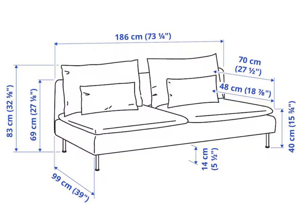 Wygodna nowoczesna sofa 3-osobowa Ikea Soderhamn
