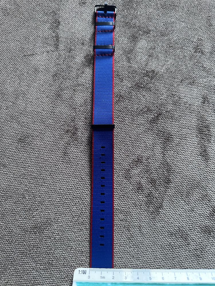 Pasek nato 20mm nowy niebiesko czerwony czarna sprzączka