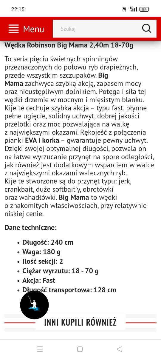 Spinning Robinson Big Mama 2.4 m 18-70 gr