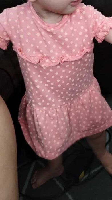 Sukienka Morelowa w Pomarańczowe Groszki Coccodrillo r. 74 (6-9 msc.)