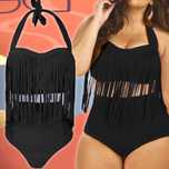 Damskie Bikini Strój Kąpielowy Wysoki Stan Frędzle Kostium Plażowy L