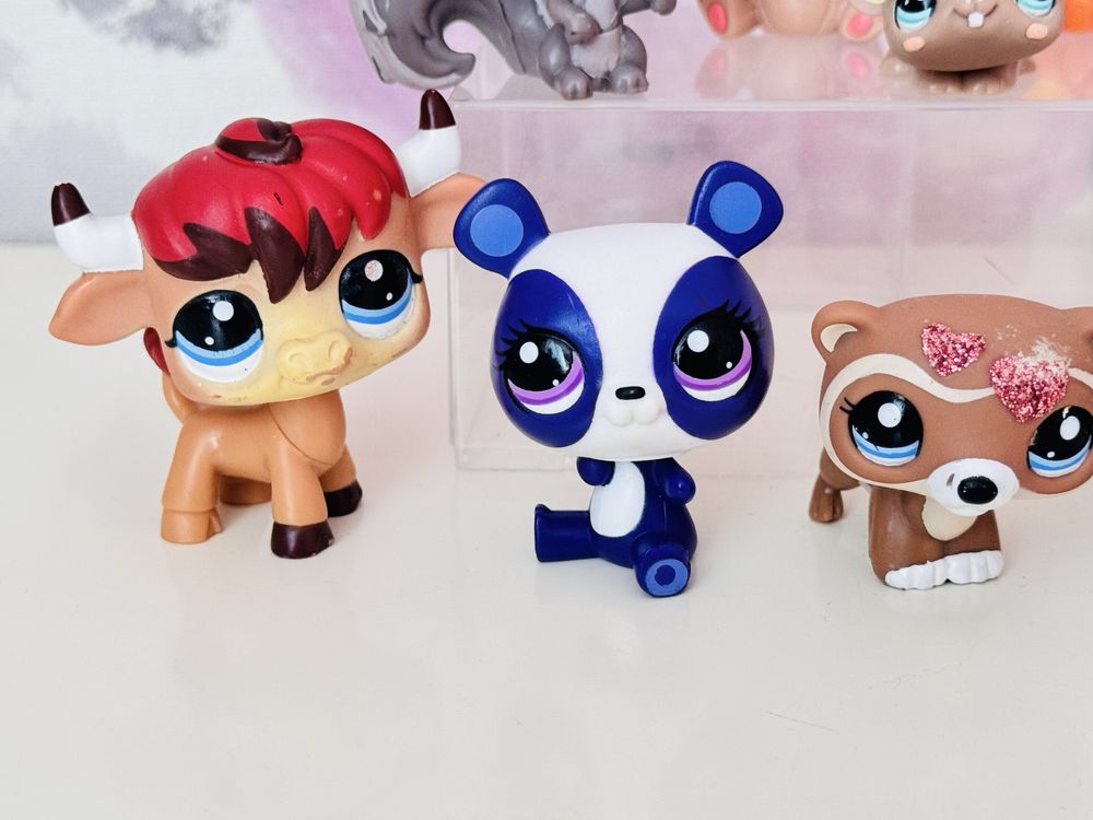 Duży zestaw figurek Littlest Pet Shop LPS Hasbro,byczek,jeż,fretka