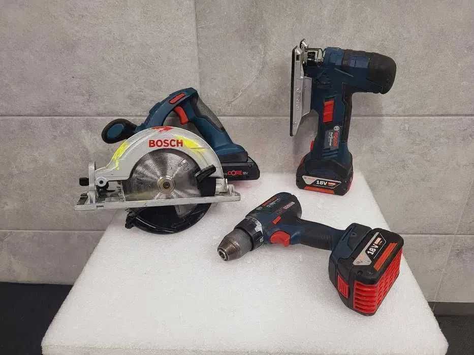 BOSCH Zestaw Piła tarczowa GKS 18V-LI Wkrętarka GSR 18 V-EC Wyrzynarka