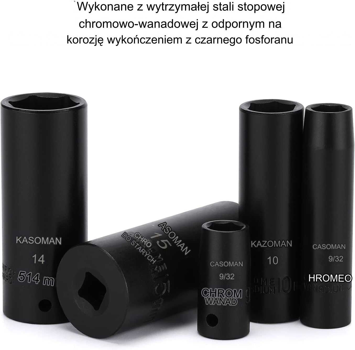 CASOMAN Zestaw nasadek udarowych 1/4 cala, 50-częściowy