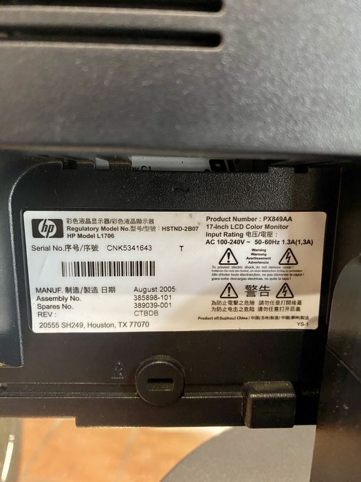 Monitor HP L1706