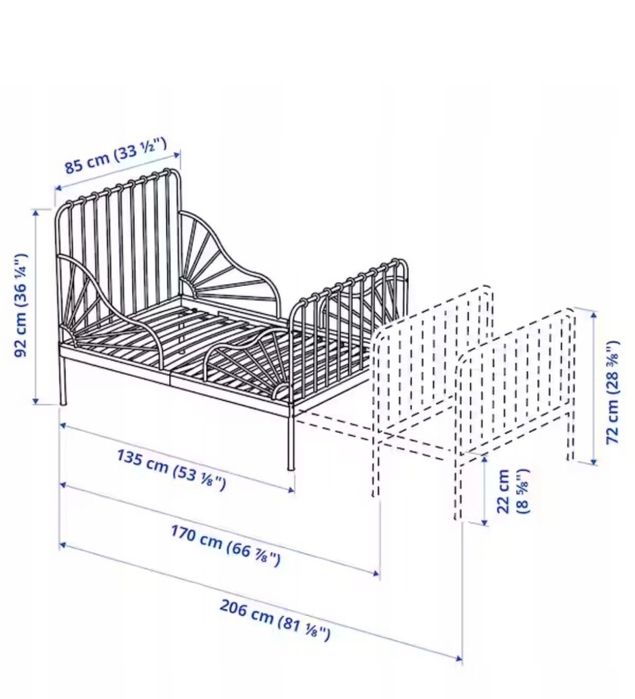 Łóżko ikea MINNEN 85cm x 207cm