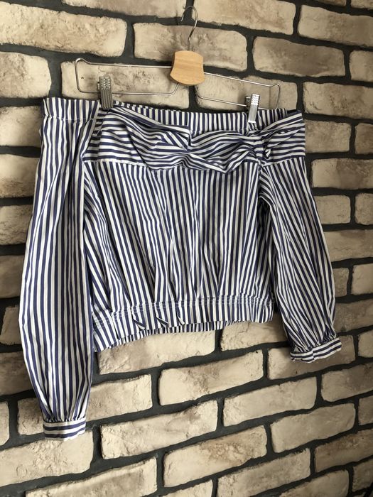 Hiszpanka zara m niebiesko biała bluzka zara 38