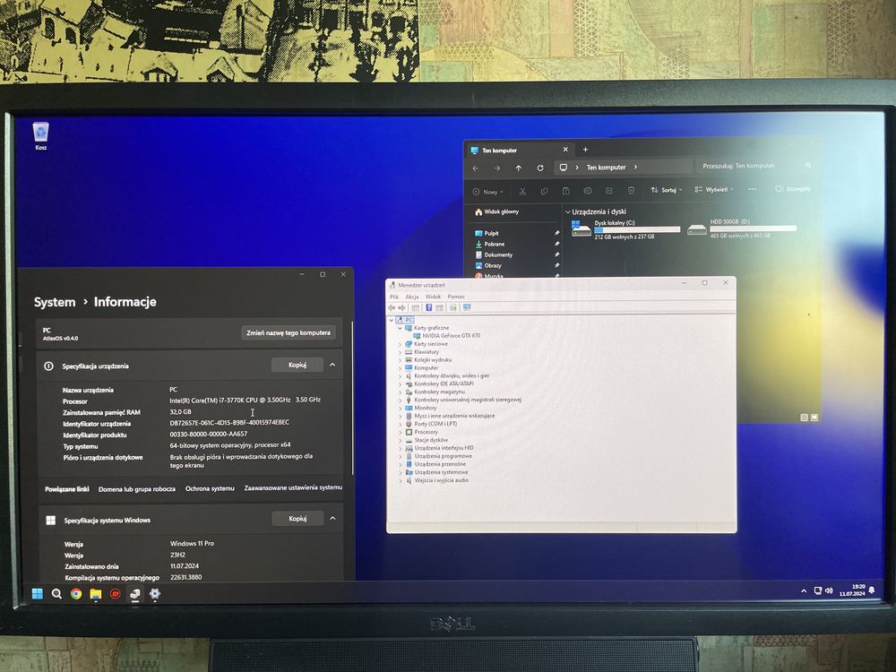 PC Komputer stacjonarny intel i7 32gb ram 256ssd 500hdd WiFi