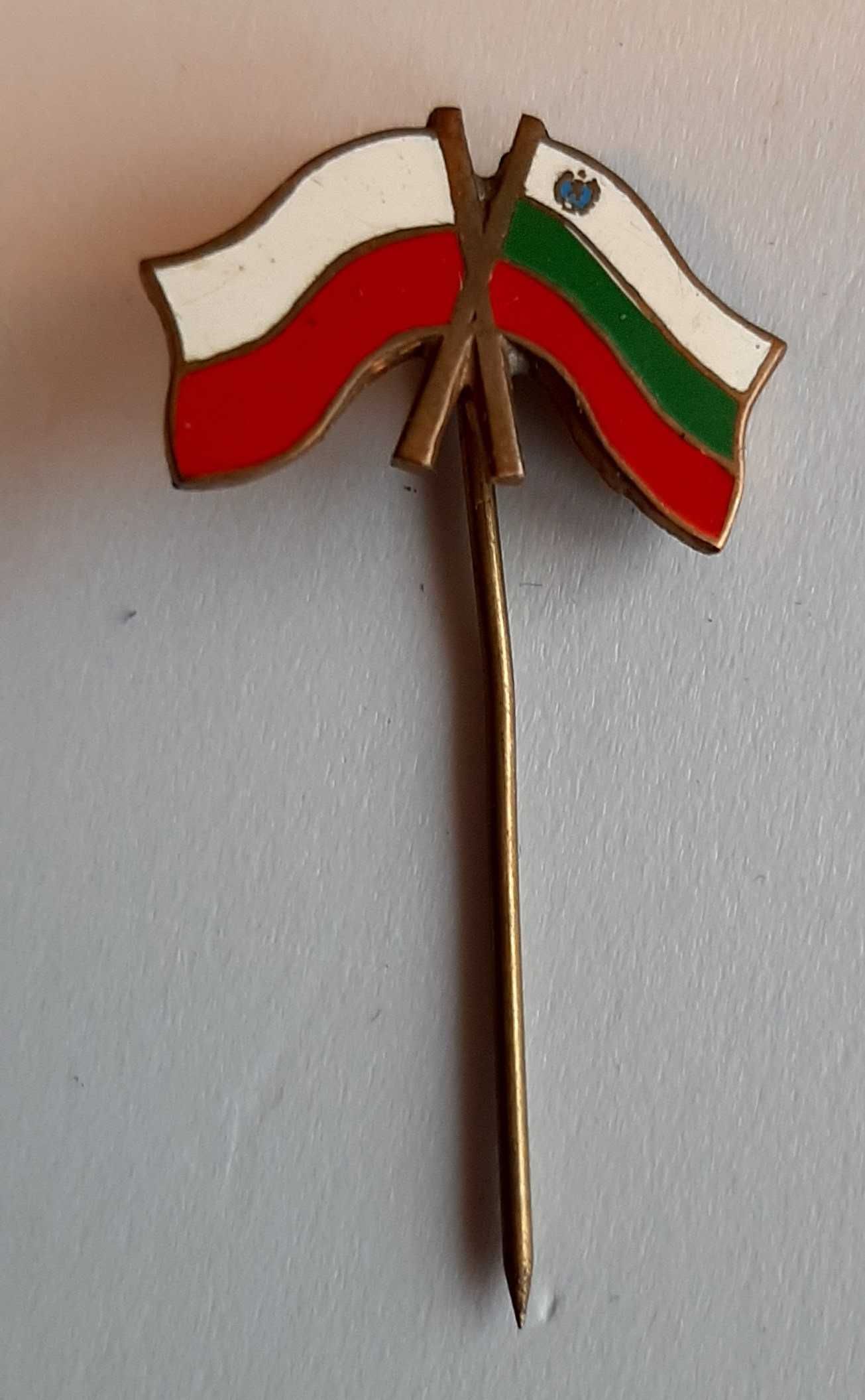 Przypinka Bułgaria flaga Polska flaga wpinka miedziana Przywieszka
