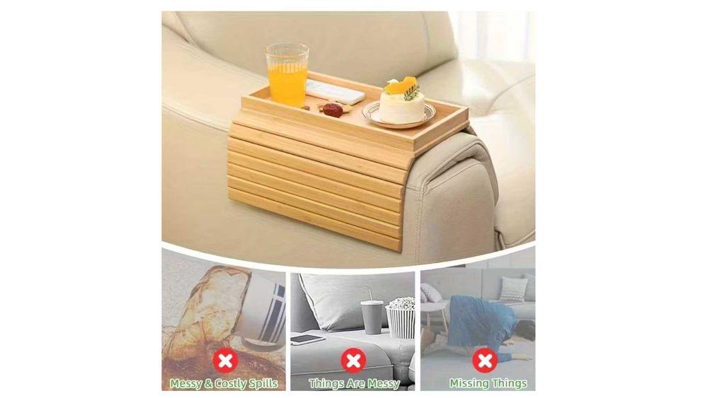 Podłokietnik Na Sofę Łóżko Taca Wintage'owa Bambusowa Organizer