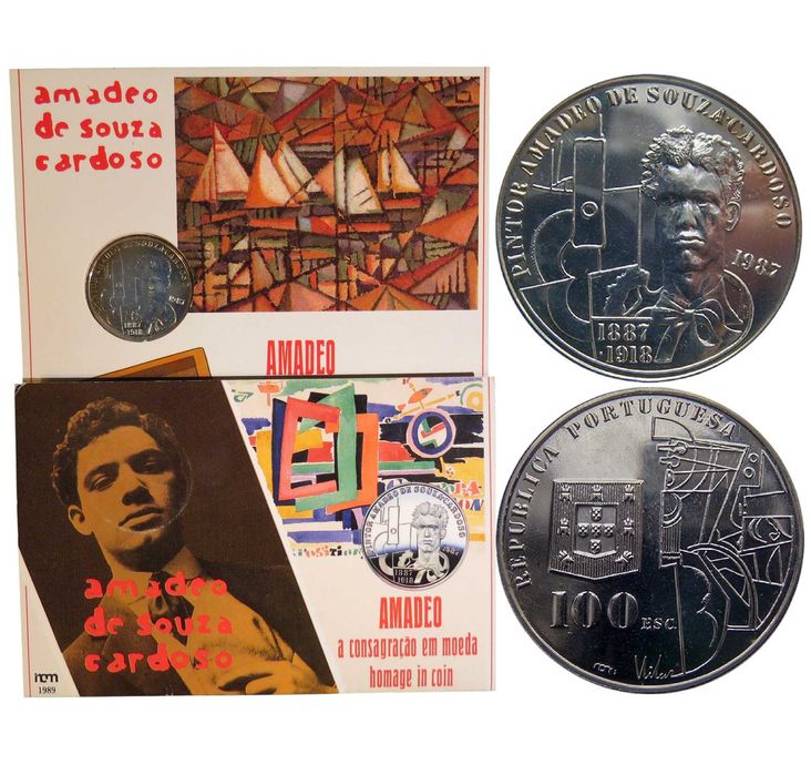 Carteira Moeda 100 Escudos 1987 Amadeu Sousa Cardoso Prata BNC