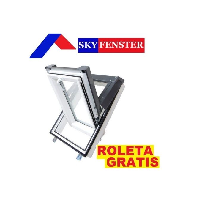 NOWE Okna dachowe PCV SkyFenster 66x98 66x118 + KOŁNIERZ + ROLETA !