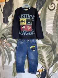 Komplet Zara Batman 2-3 lata 98 cm jeansy, koszulka na długi rękaw
