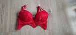 Czerwony biustonosz koronka push up 75A