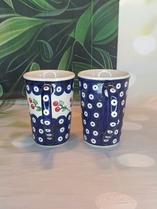 *Kubek ceramiczny Bolesławiec smukły Delta 0.3L.zestaw  Bolesławiec