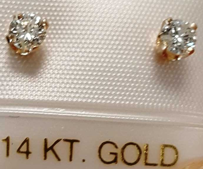 Złote kolczyki 14K 585 sztyfty prawdziwe diamenty 0.26ct PROMOCJA