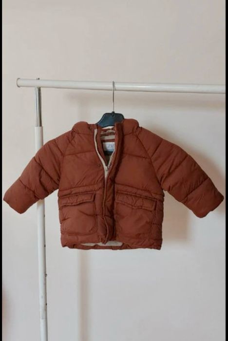 Kurta zimowa Zara 80 brązowa polar chłopięca dziecięca