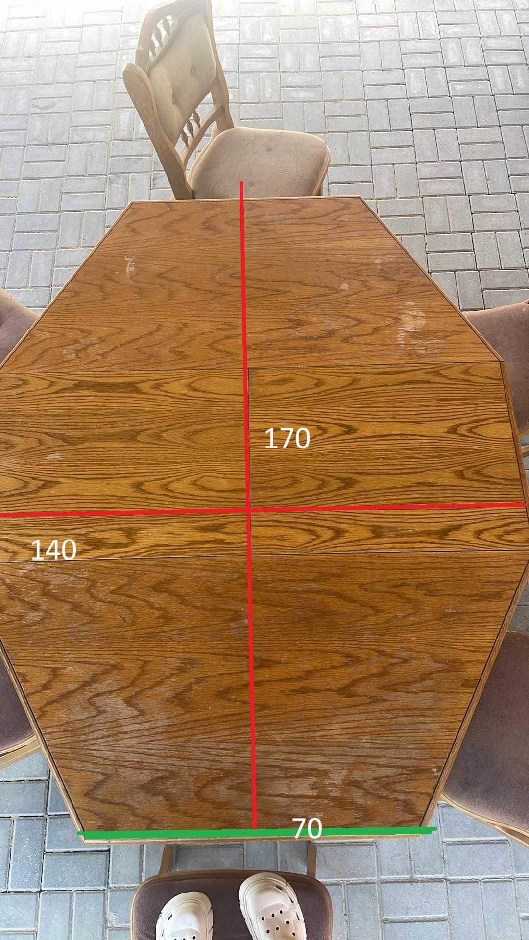 Stół drewniany rozkładany + 6 krzeseł drewnianych