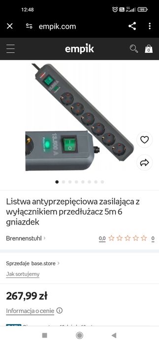 Listwa antyprzepieciowa zasilająca z wyłącznikiem i sygnałem  dzwiekow
