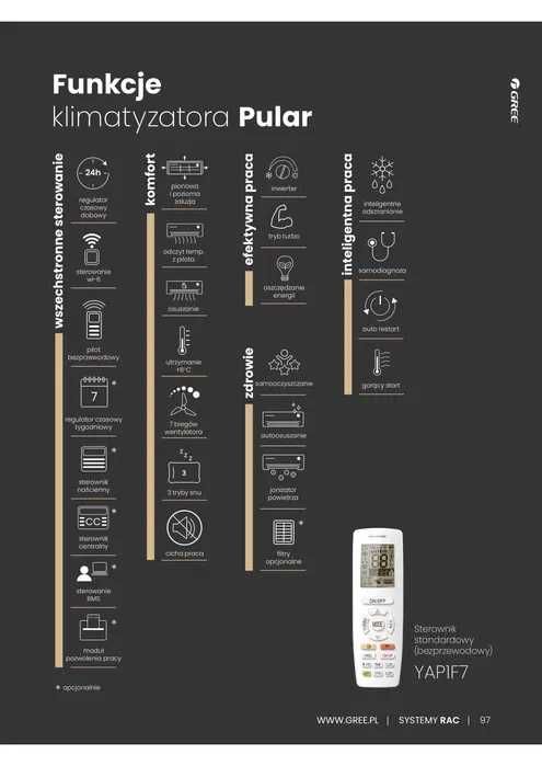 Klimatyzacja Gree Pular 3,2 kW montaż serwis dom biuro