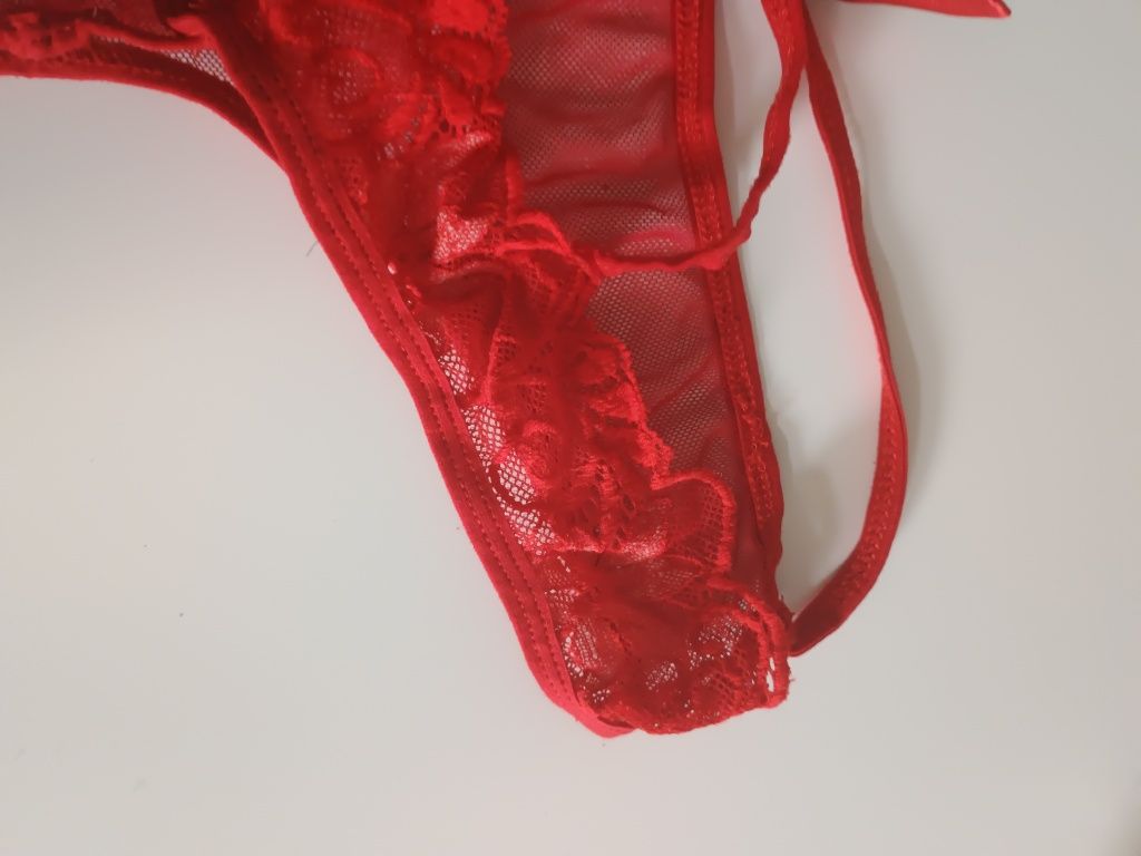 Sexy majtki damskie 38 40 czerwone paski strips