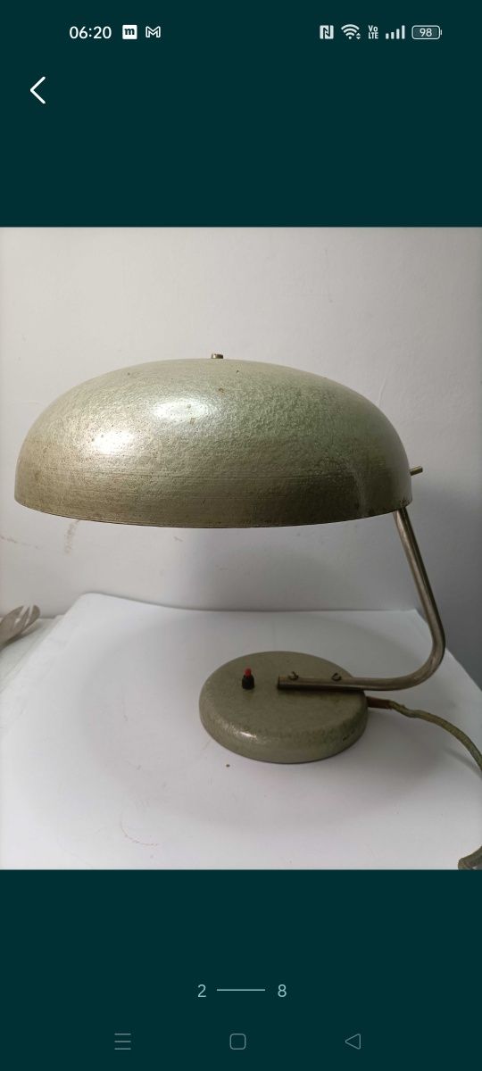 Lampa biurkowa Bauhaus MZAO lata 50. design grzybek