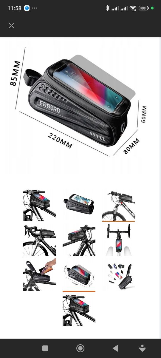 Sakwa na telefon na ramę roweru