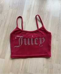 Welurowy top z logo Juicy Couture pink Velour Y2K 2000s